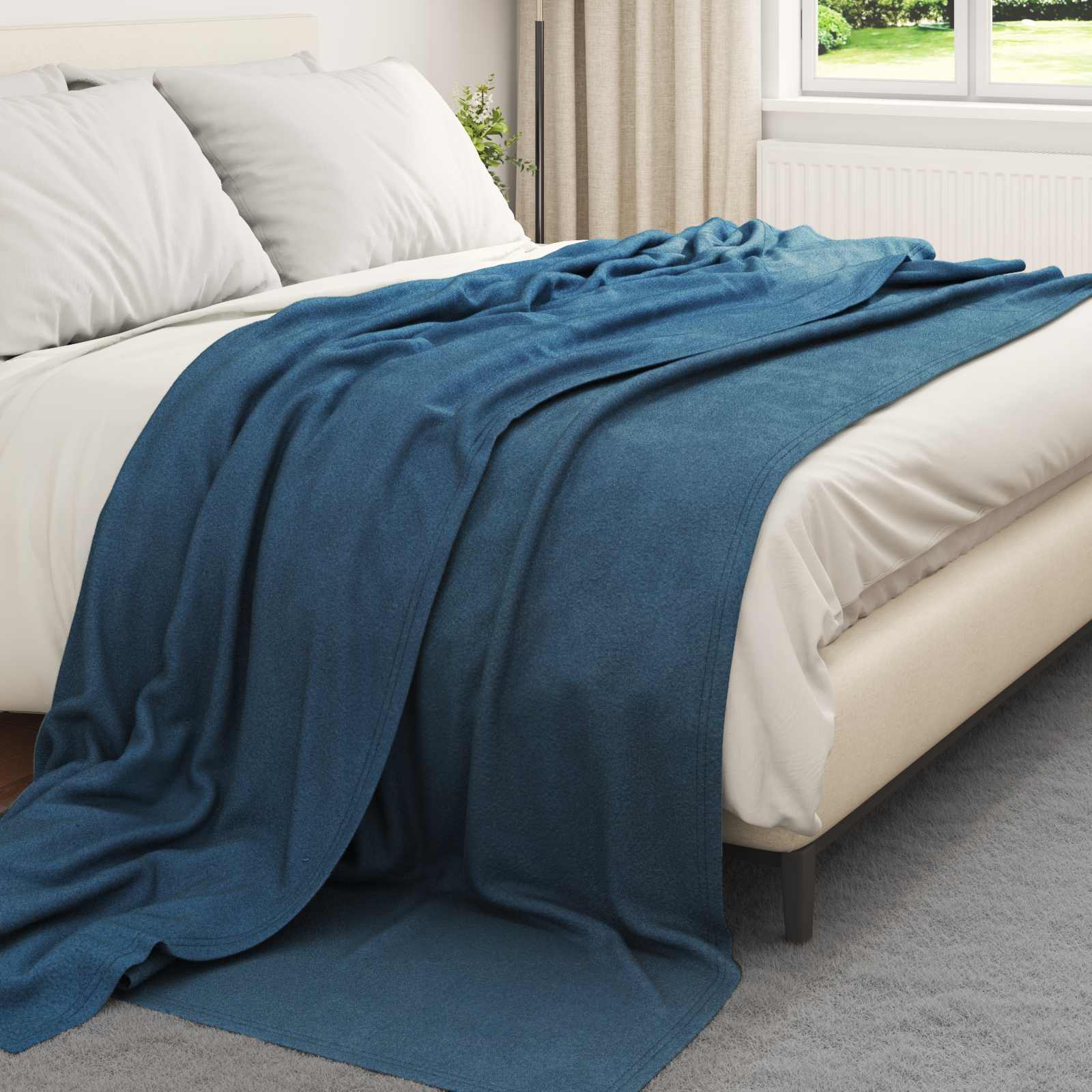 Überwurfdecke Beige 170 x 130 cm Fleece