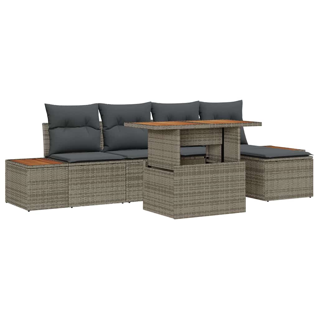 Garten Essgruppe mit Kissen 6 pcs Schwarz und Beige