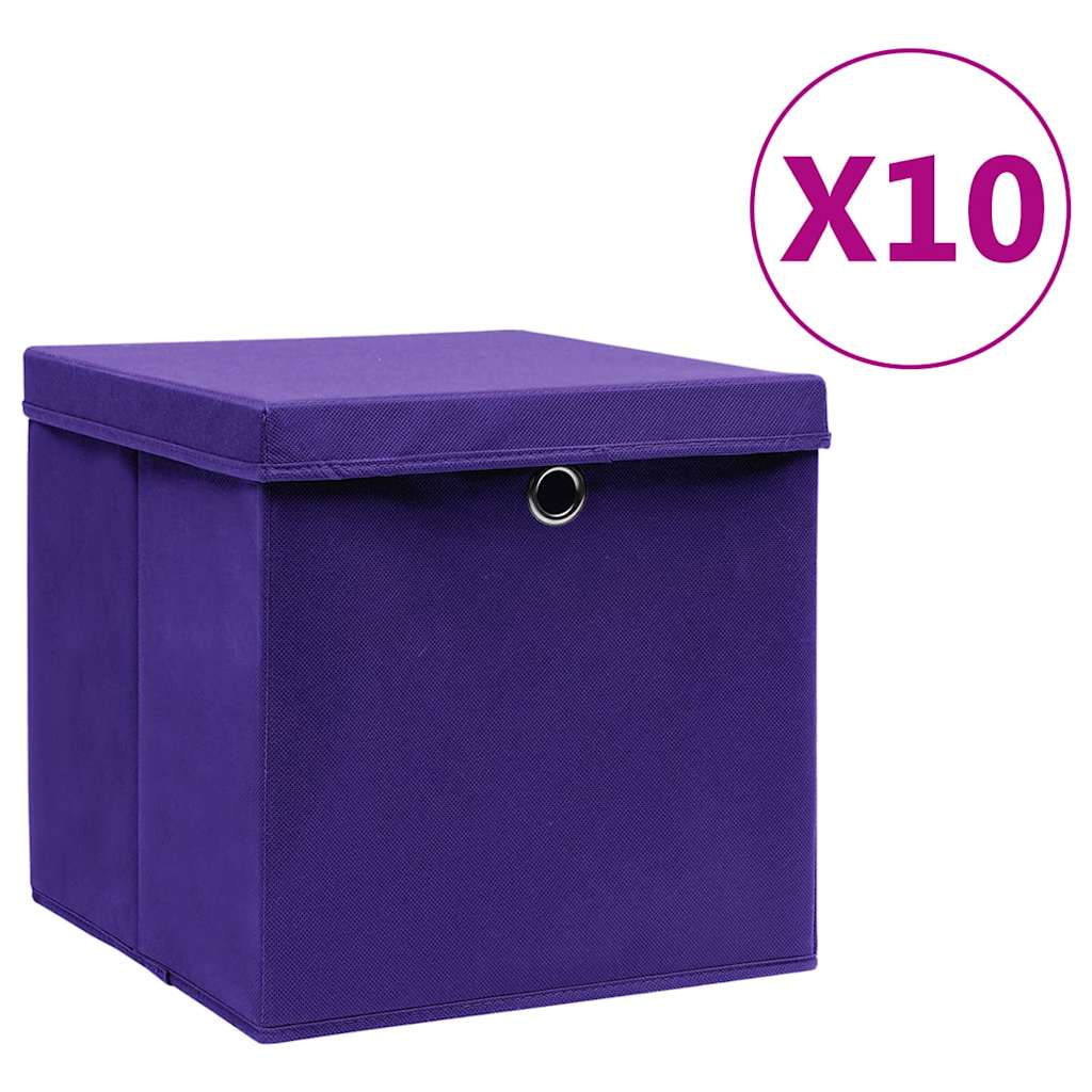 Aufbewahrungsboxen mit Deckeln 10 Stk. 28x28x28 cm Schwarz