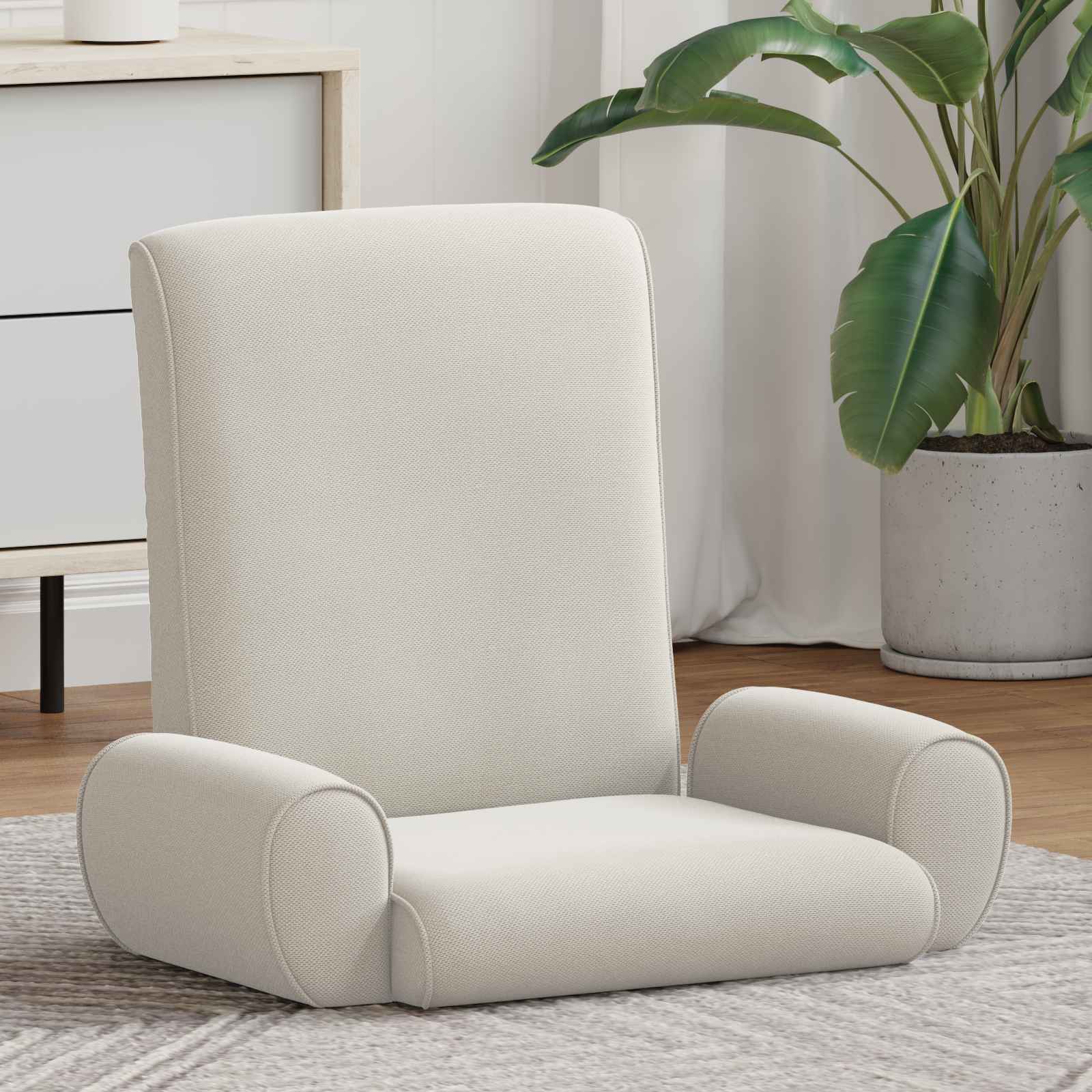 Verstellbarer Fußsessel Creme Grobvelours