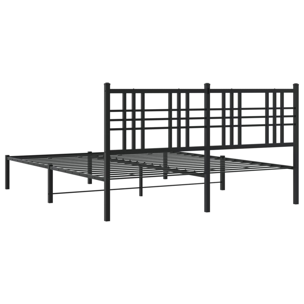 Bettgestell mit Kopf- und Fußteil Metall Schwarz 90x200 cm