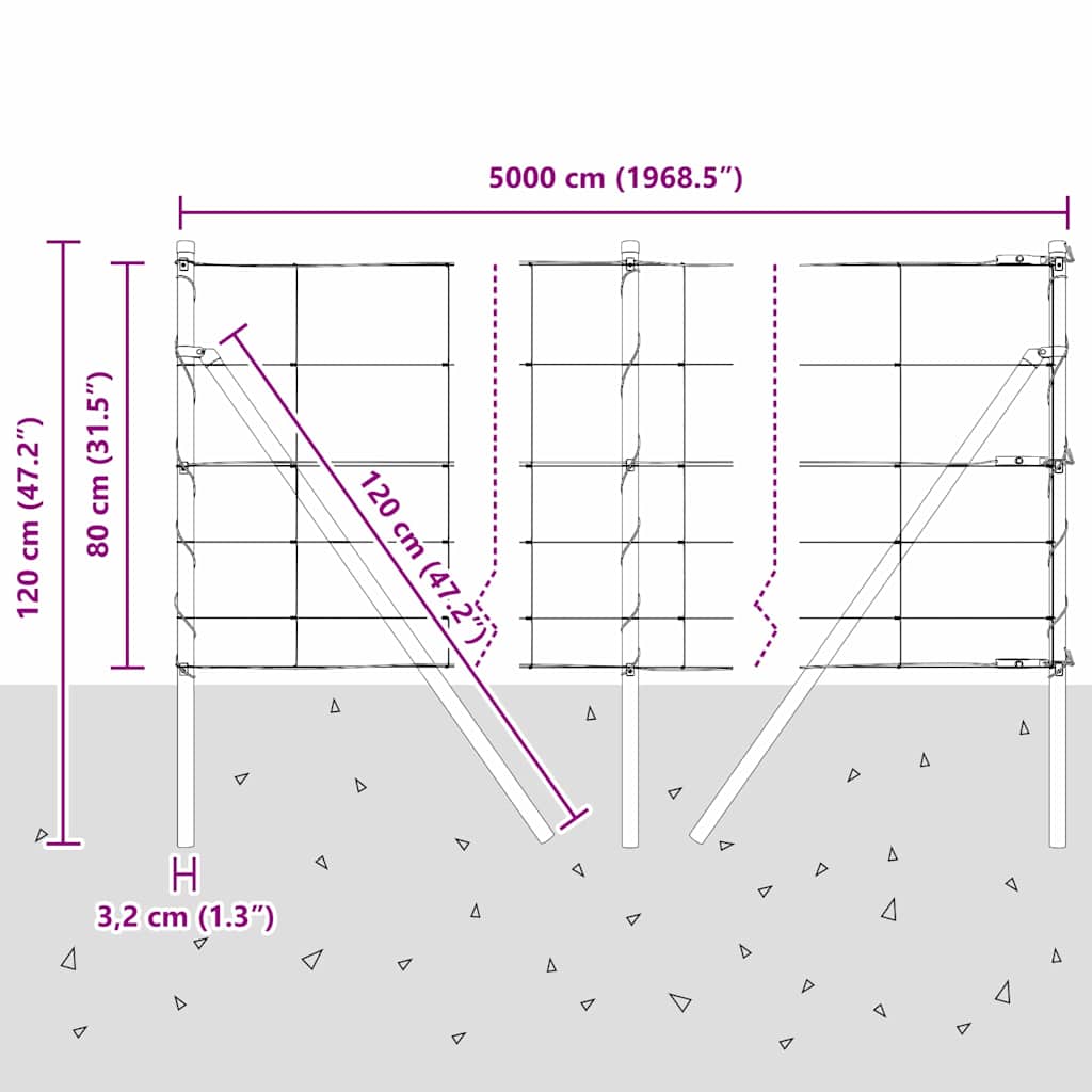 Ground Fix Geschweißter Drahtzaun 25 x 0,8 m Silber Netz