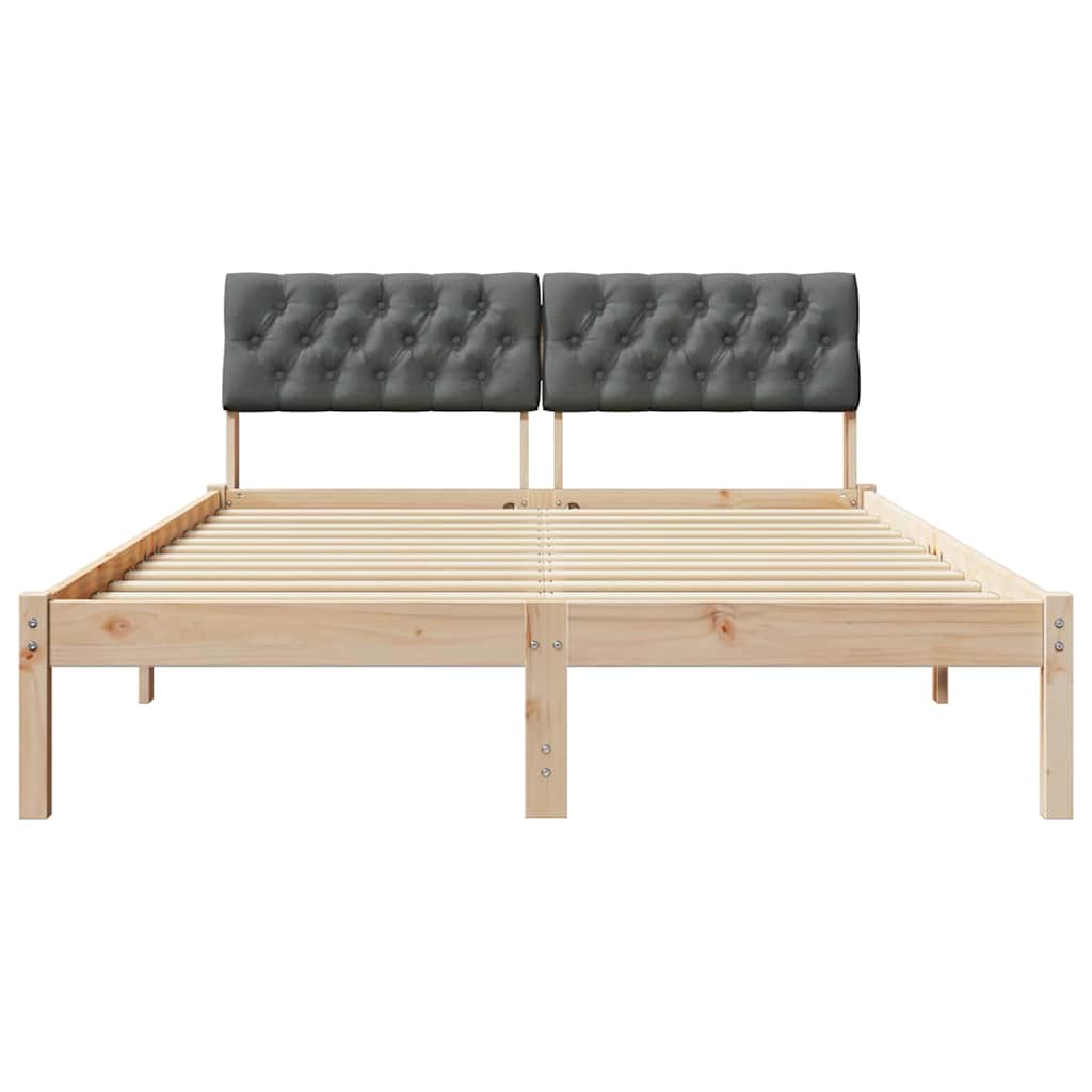 Bettgestell Braun und hellgrau 200 x 200 cm Massivholz Kiefer