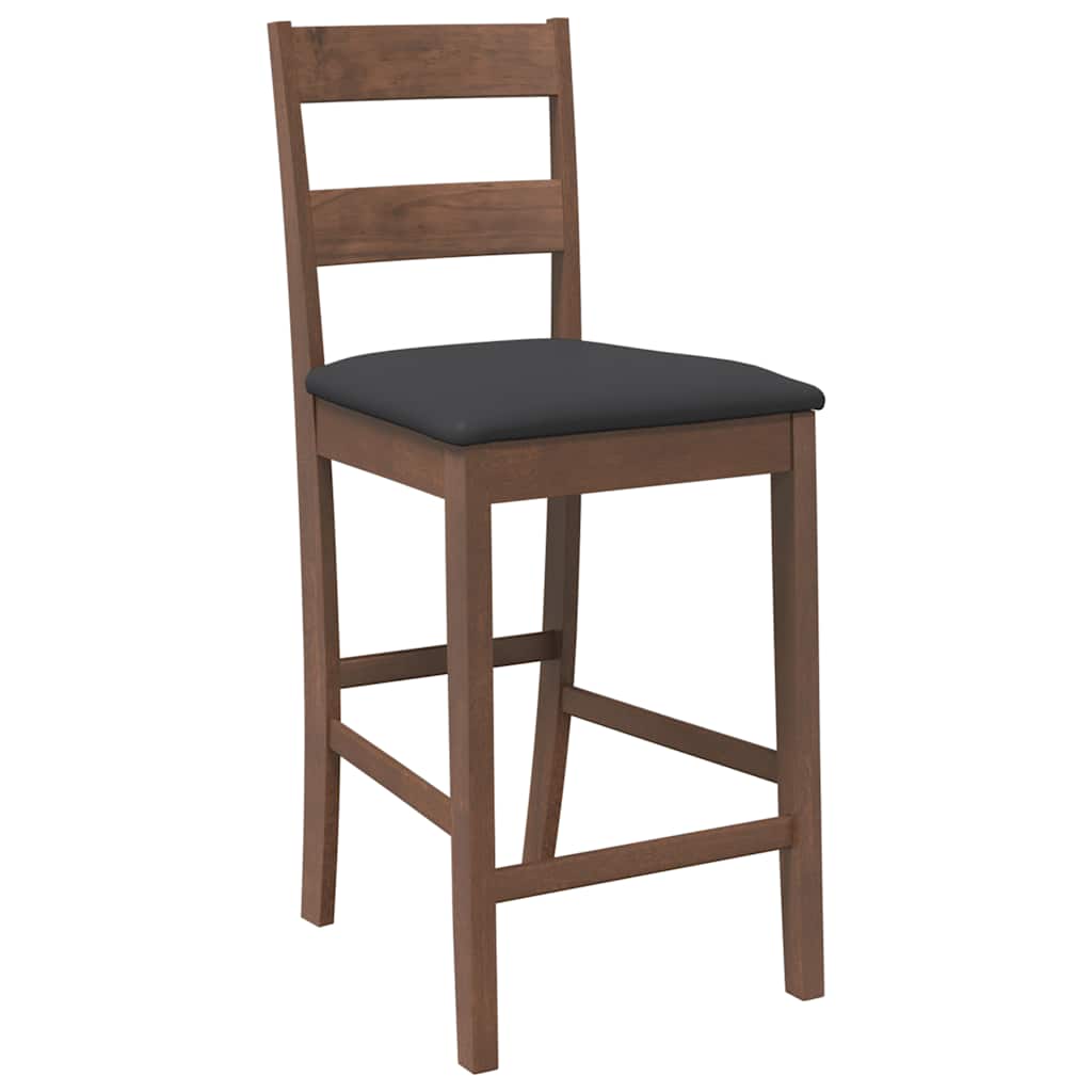 Barhocker mit Kissen 2 Stk. Braun Massivholz Gummibaum