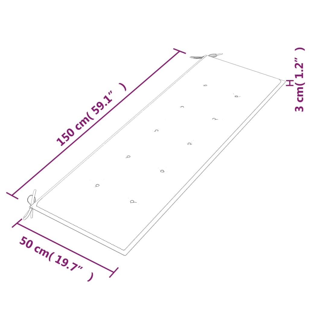 Batavia-Gartenbank mit Anthrazit Kissen 120 cm Teak Massivholz