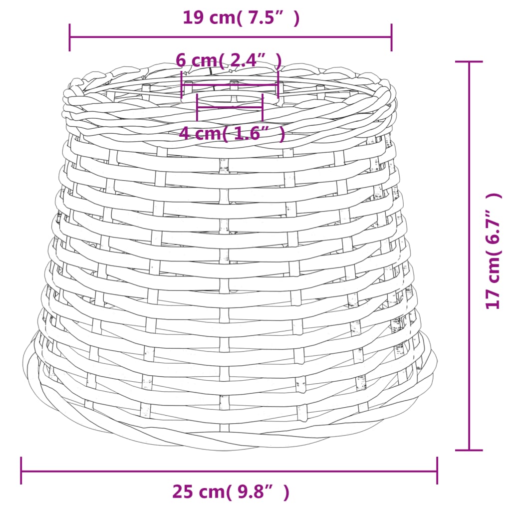 Lampenschirm Weiß Ø15x12 cm Korbweide