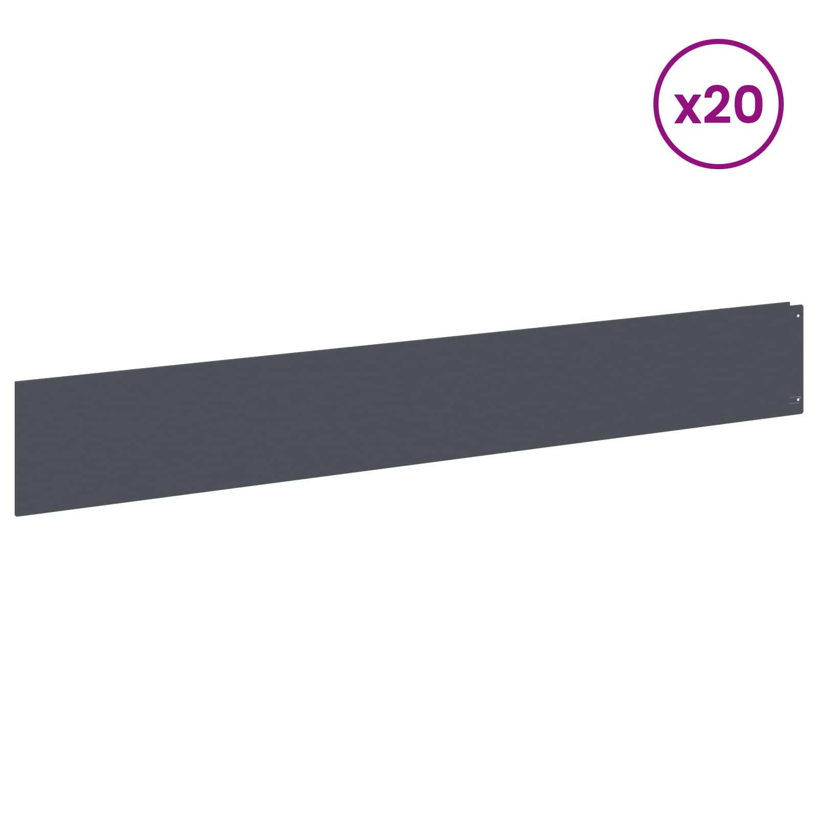Raseneinfassung 10 pcs 100 x 12 cm Stahl Anthrazit