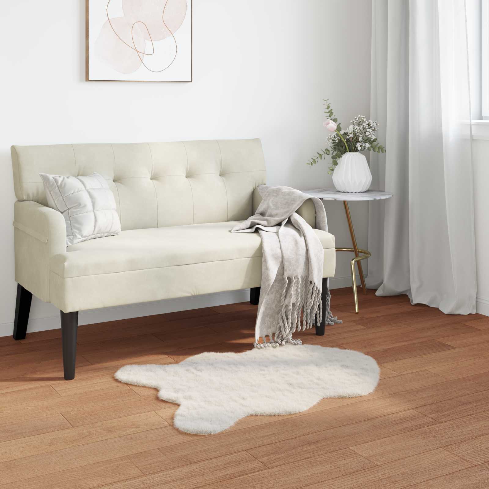 Rutschfester Teppich aus Kunstkaninchenfell OLITE Weiß