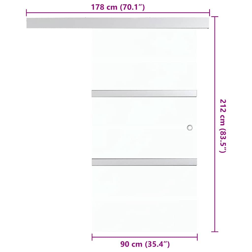 Schiebetür ESG-Glas und Aluminium 76x212 cm Silbern