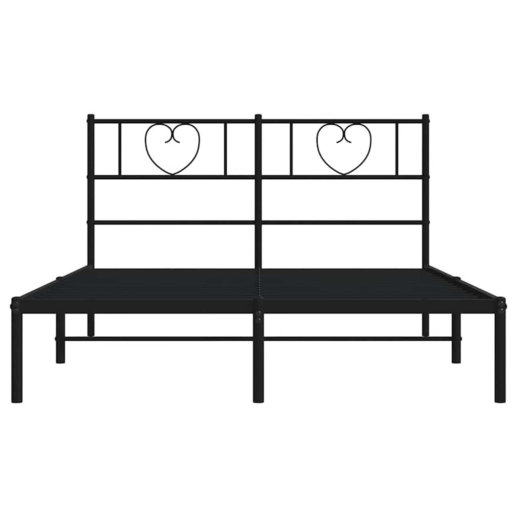 Bettgestell mit Kopfteil Metall Schwarz 100x190 cm