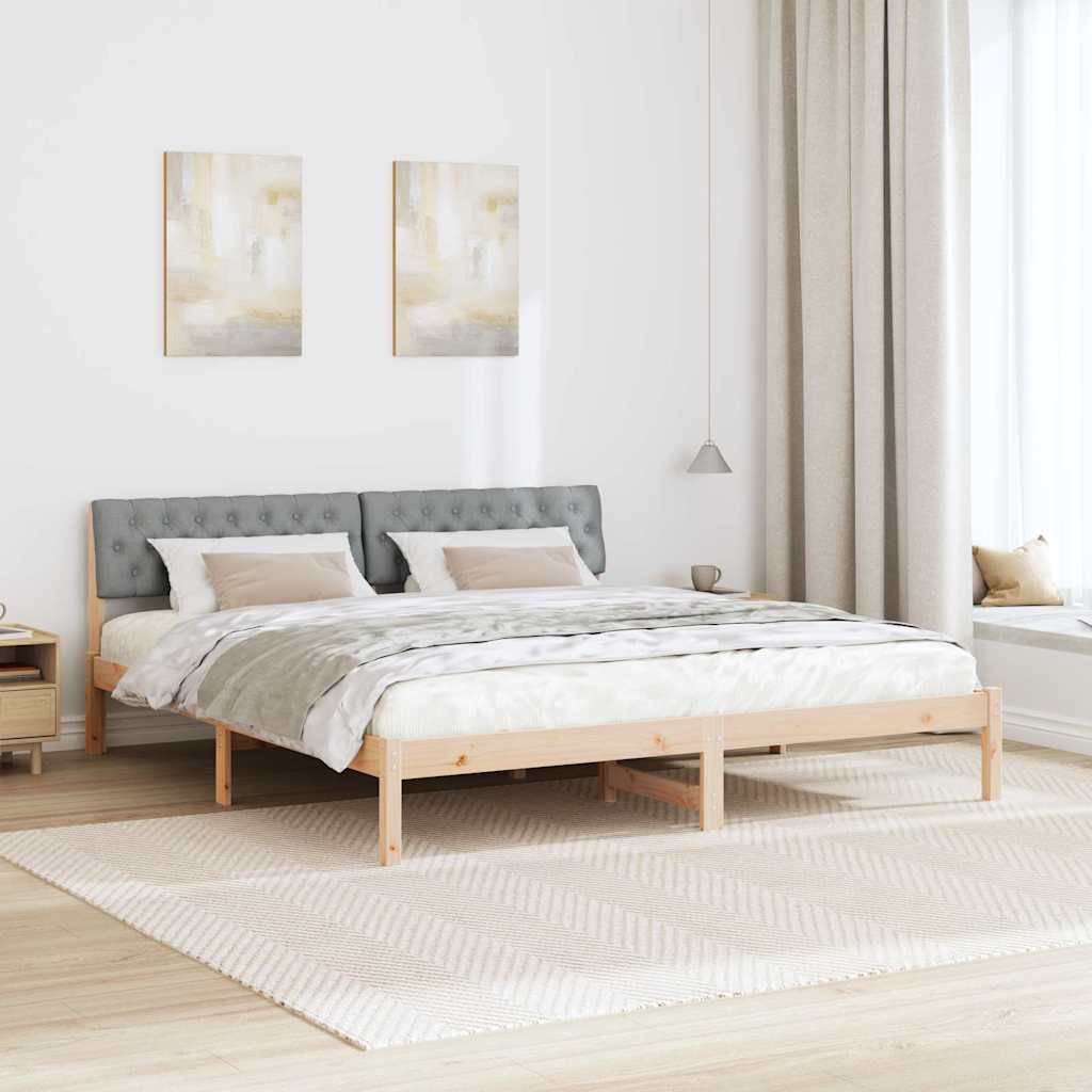 Bettgestell Braun und hellgrau 200 x 200 cm Massivholz Kiefer