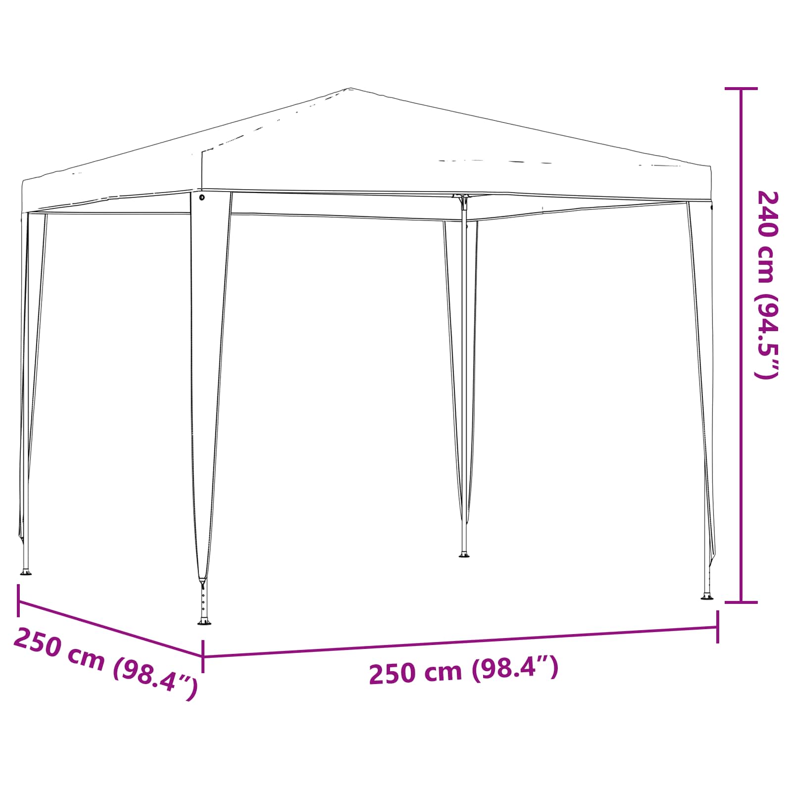 Party-Zelt 200 x 200 x 240 cm Rot PE und Stahl