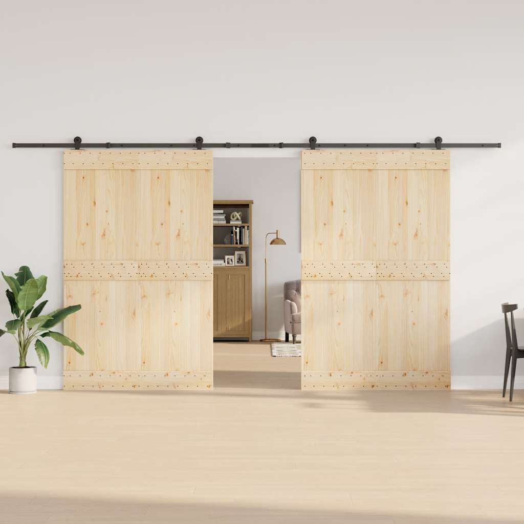 Schiebetürbeschlag-Set 305 cm Stahl Schwarz