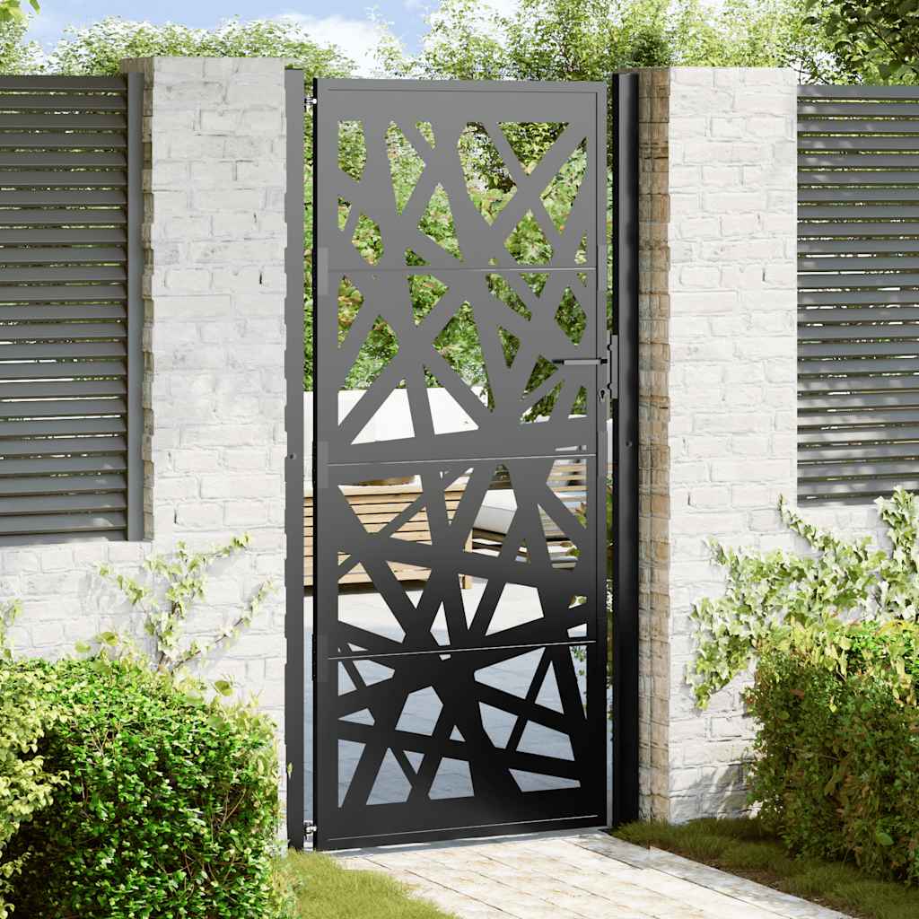 Gartentor Schwarz 100x100 cm Stahl Lichtdesign