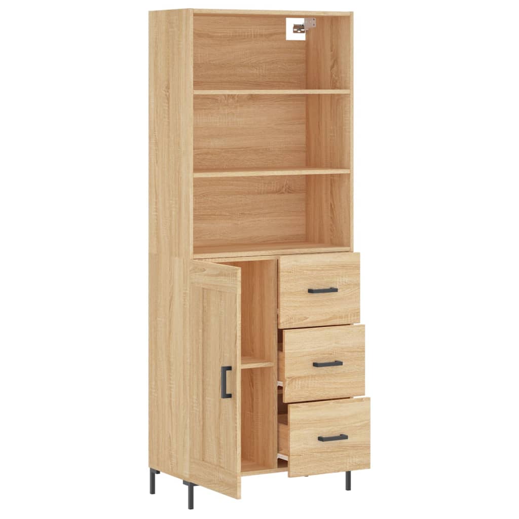 Highboard Hochglanz-Weiß 69,5x34x180 cm Holzwerkstoff