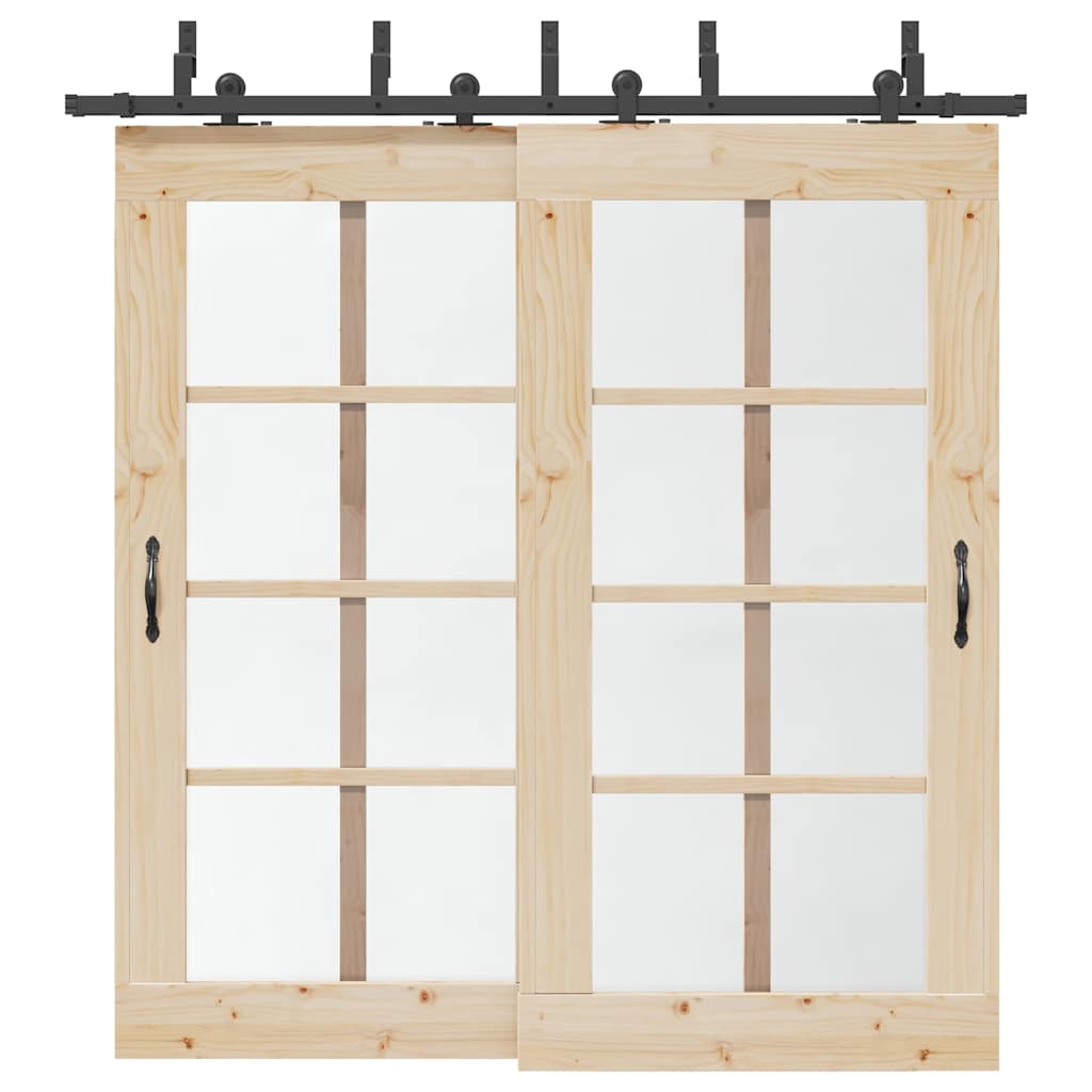 Schiebetürbeschlag-Set 152,5 cm Stahl Schwarz