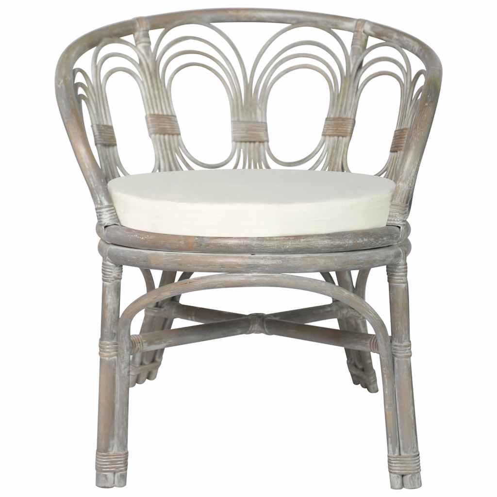 Esszimmerstuhl mit Kissen Rattan und Leinen