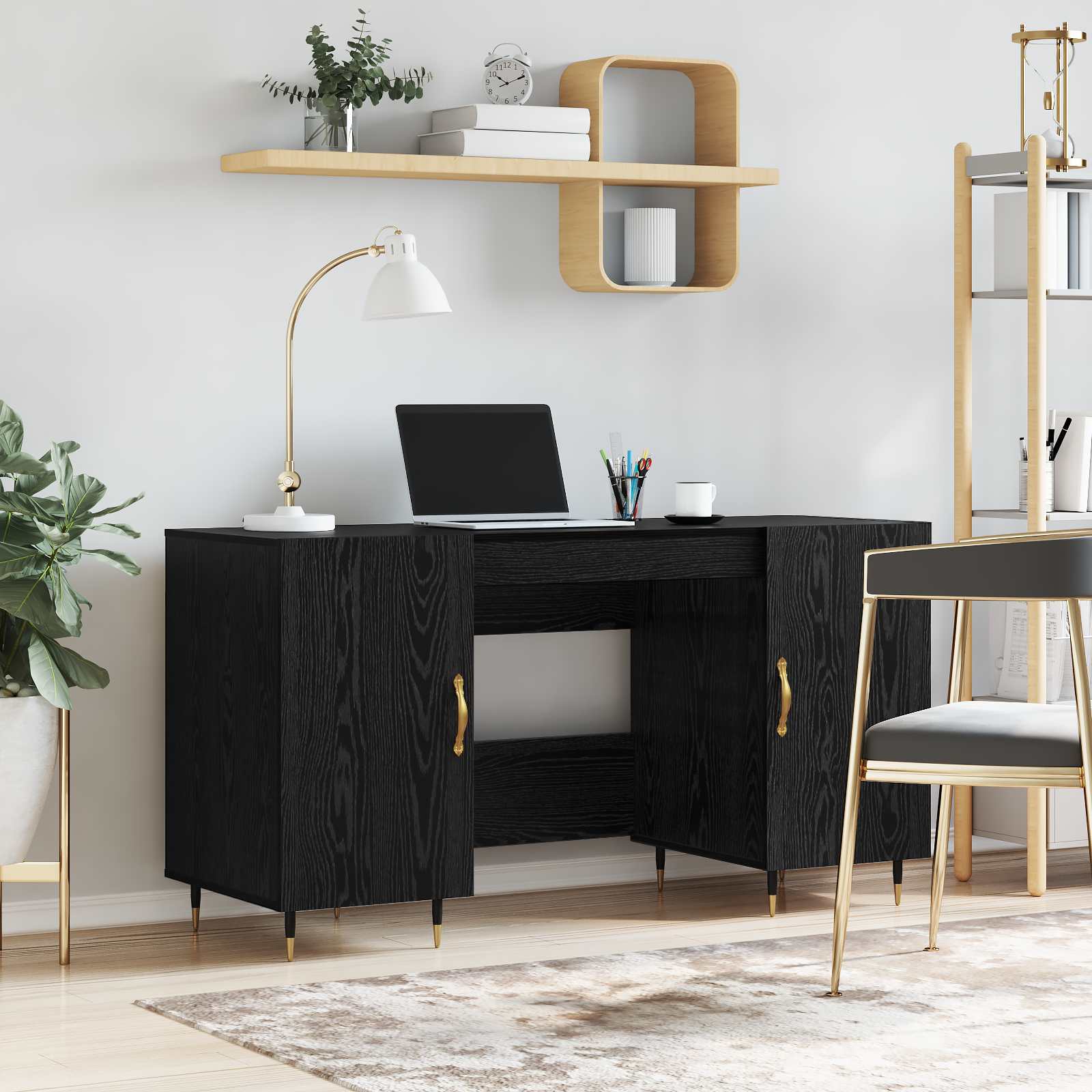 Schreibtisch Betongrau 140x50x75 cm Holzwerkstoff