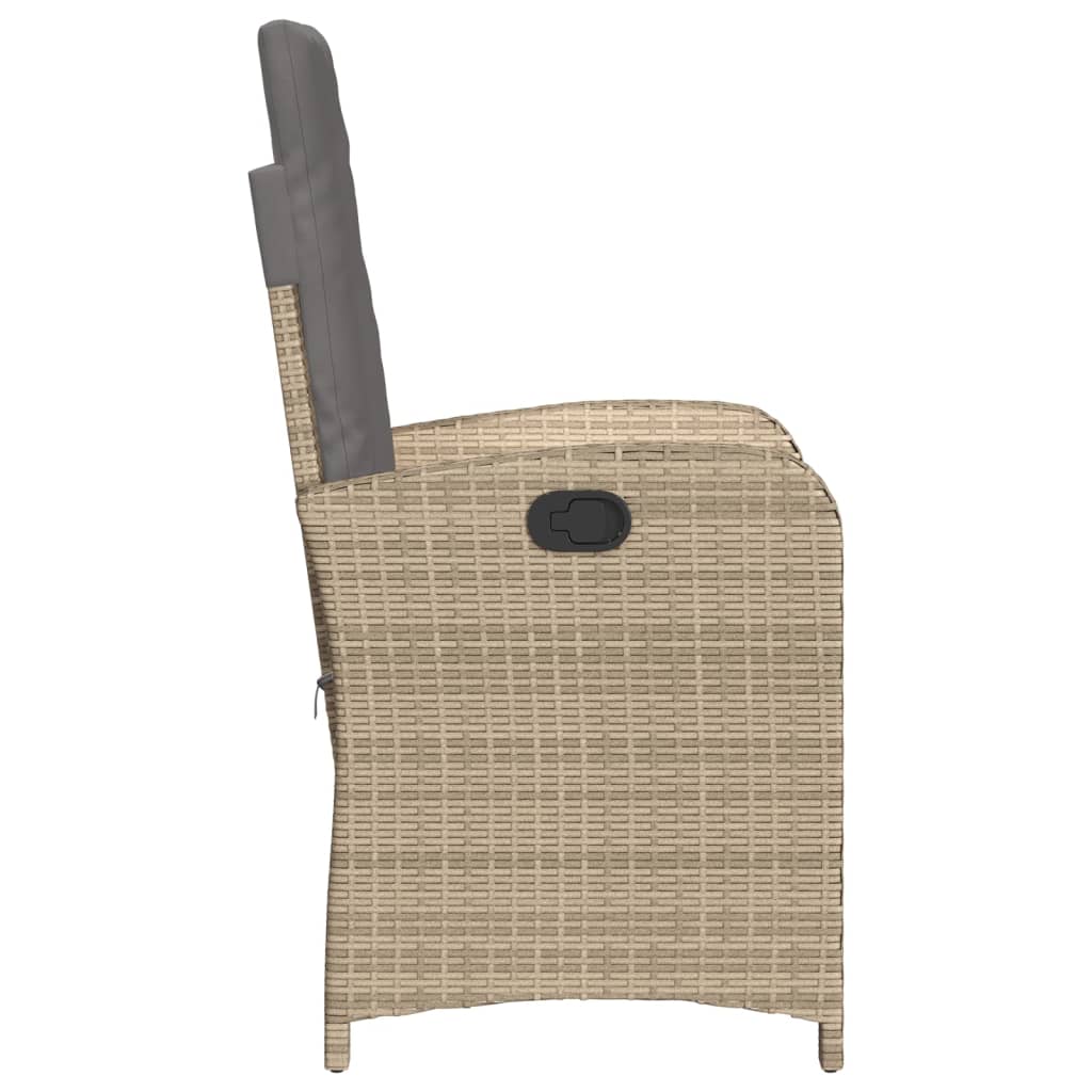 Gartensessel Verstellbar mit Kissen Schwarz Poly Rattan