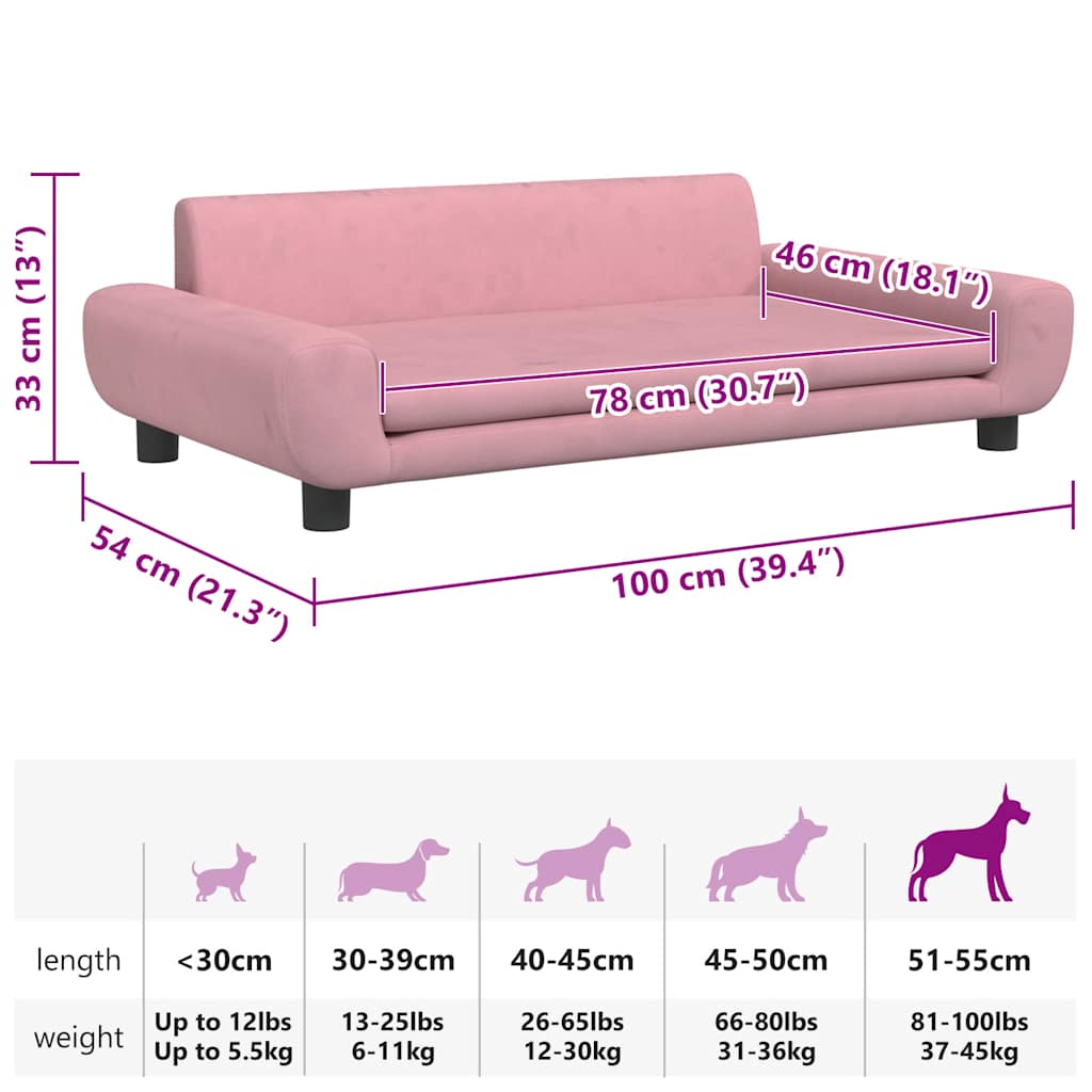 Hundebett Blau 100x54x33 cm Samt