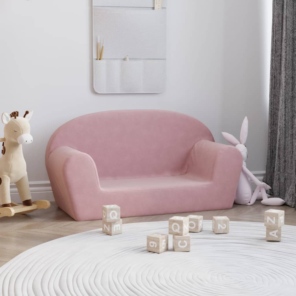 Kindersofa Hellgrau mit Sternen Weich Plüsch