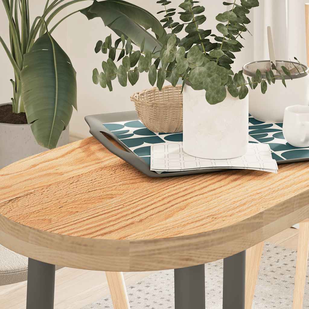 Tischplatte 80x40x2 cm Massivholz Eiche Oval