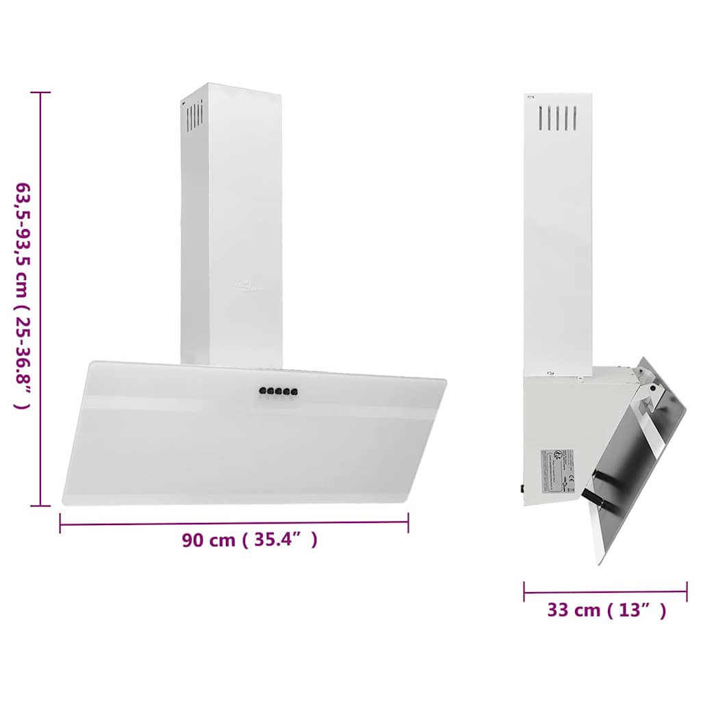 Dunstabzugshaube 60 cm Stahl und Hartglas Schwarz