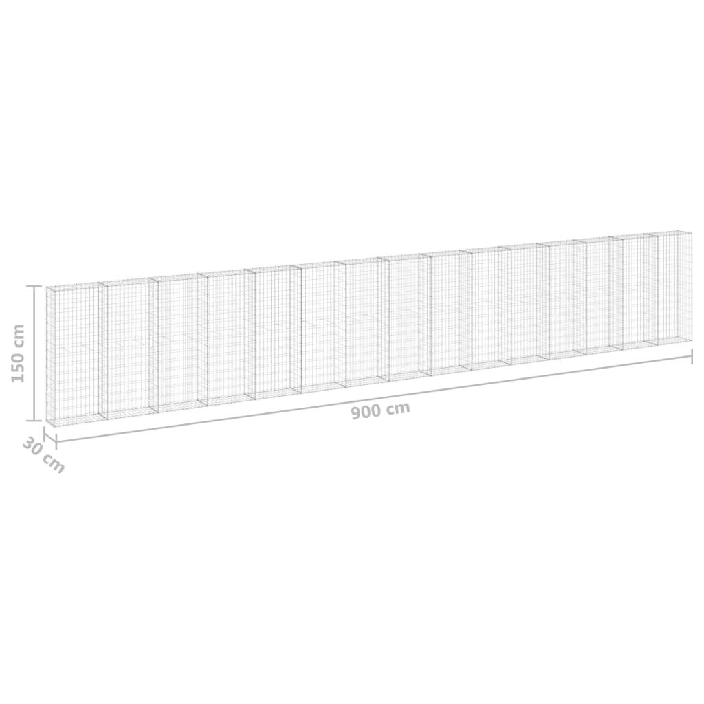 Gabionenwand mit Abdeckung Verzinkter Stahl 60x30x100 cm