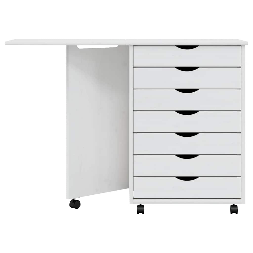 Rollschrank mit Schreibtisch MOSS Honigbraun Massivholz Kiefer