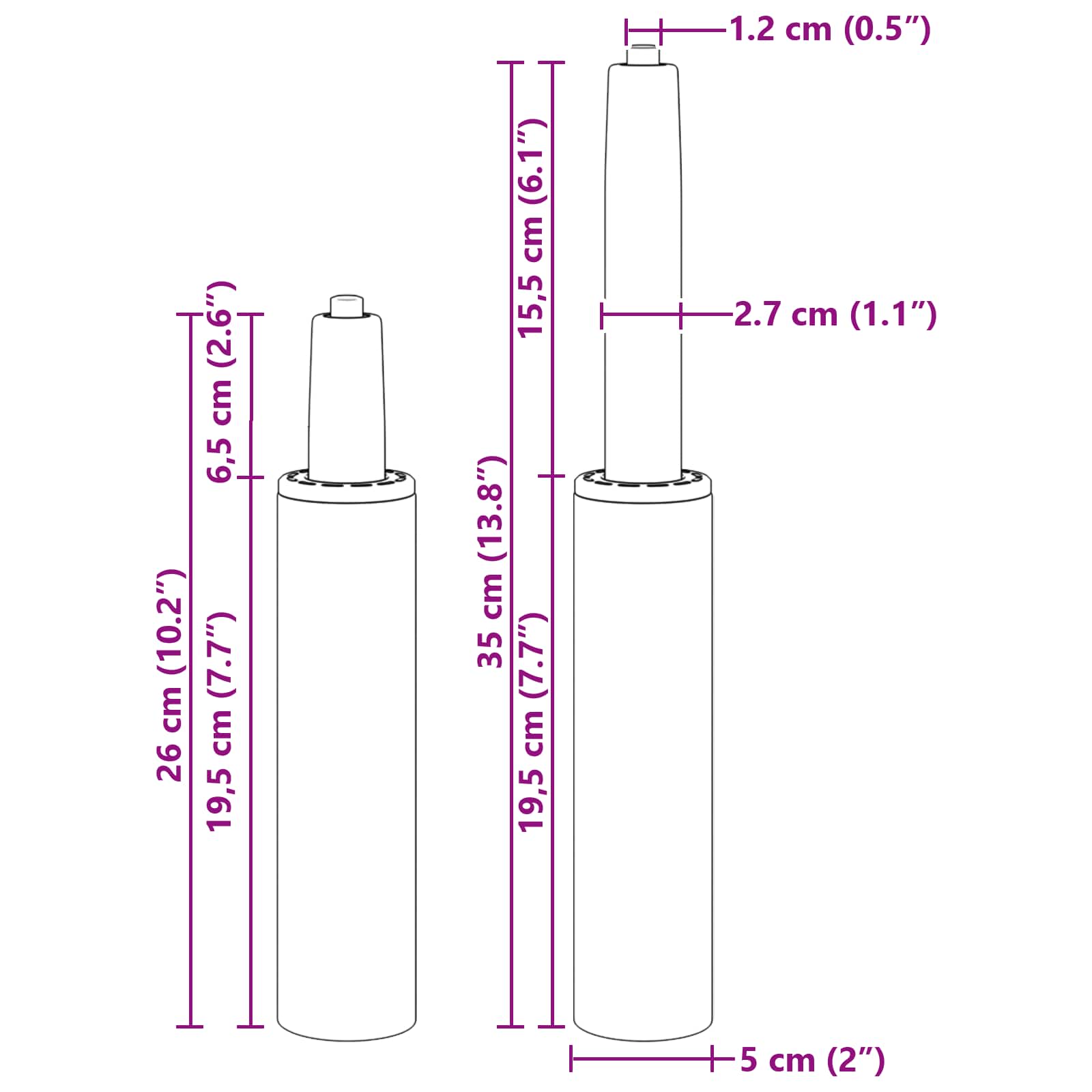 Bürostuhl Gaszylinder Schwarz 239-309 mm Eisen