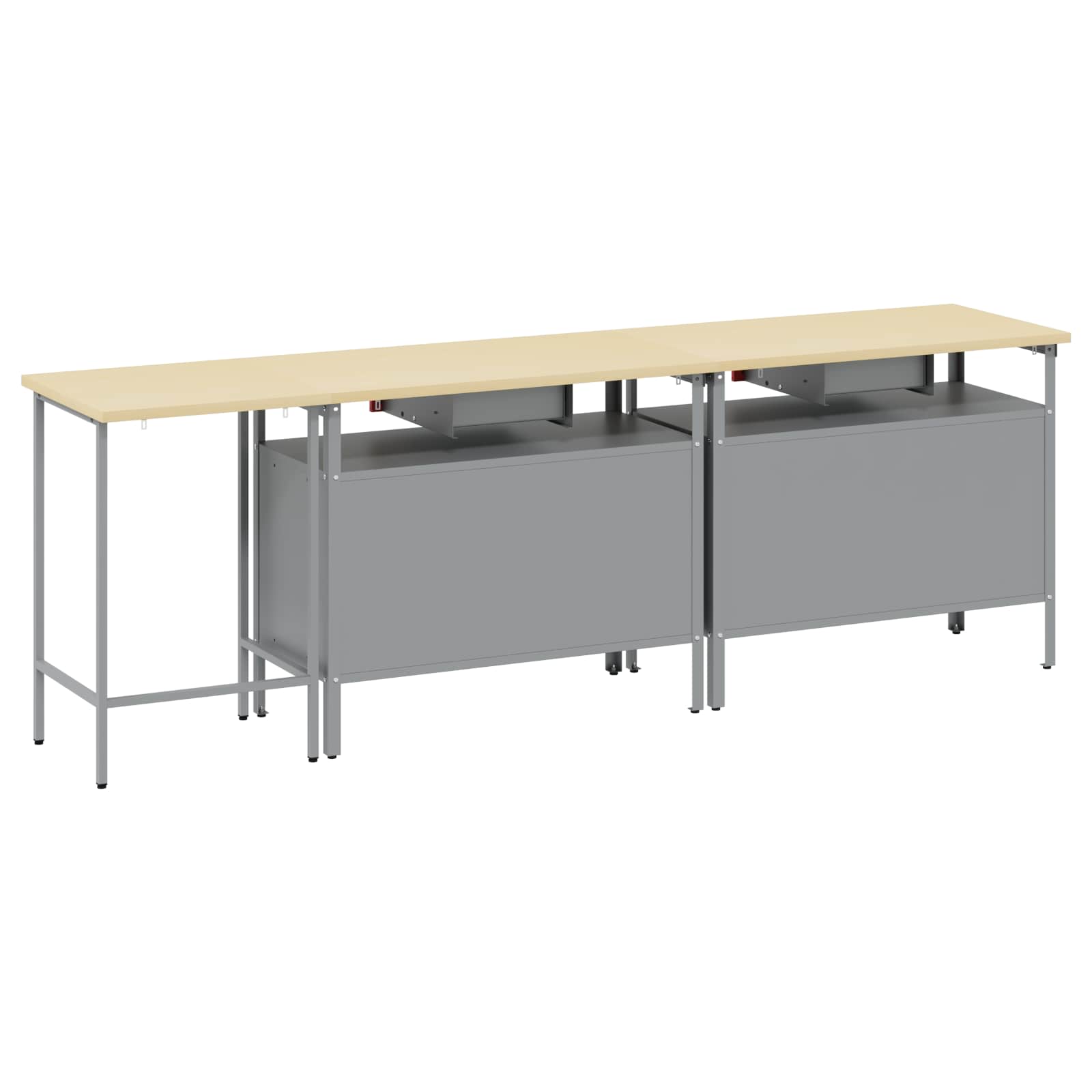Werkbank-Set mit Schubladen 2 pcs Rot und Grau 200 x 55 x 85 cm