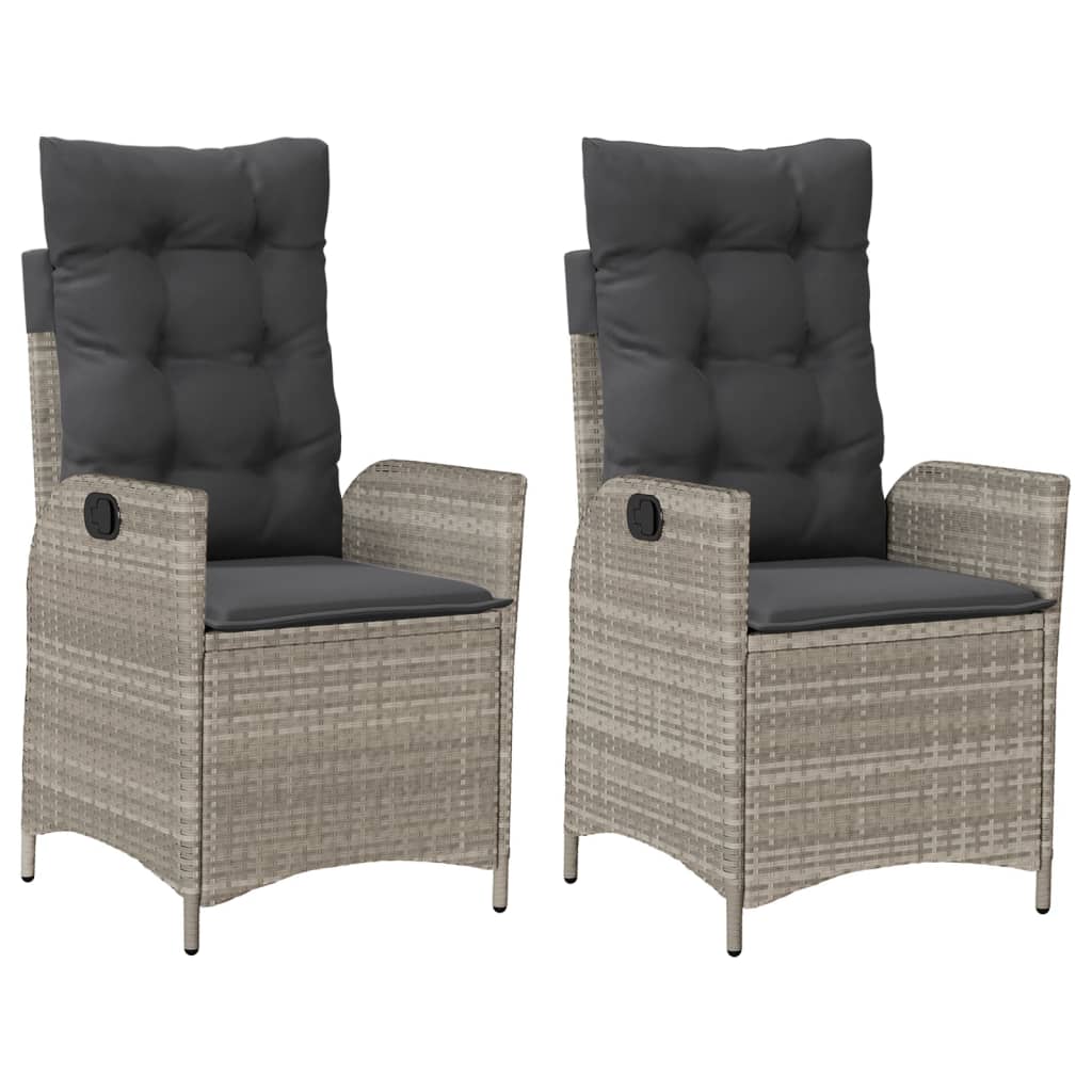 Gartensessel Verstellbar mit Kissen Schwarz Poly Rattan