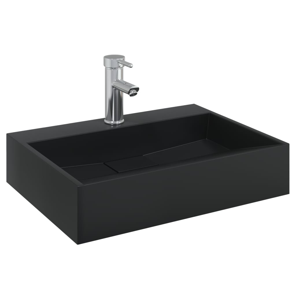 Waschbecken 60x38x11 cm Mineralguss/Marmorguss Mattschwarz