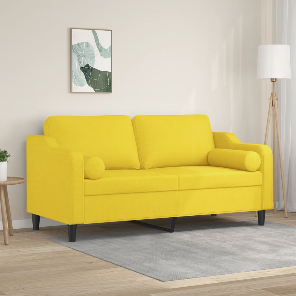 2-Sitzer-Sofa mit Zierkissen Braun 120 cm Stoff
