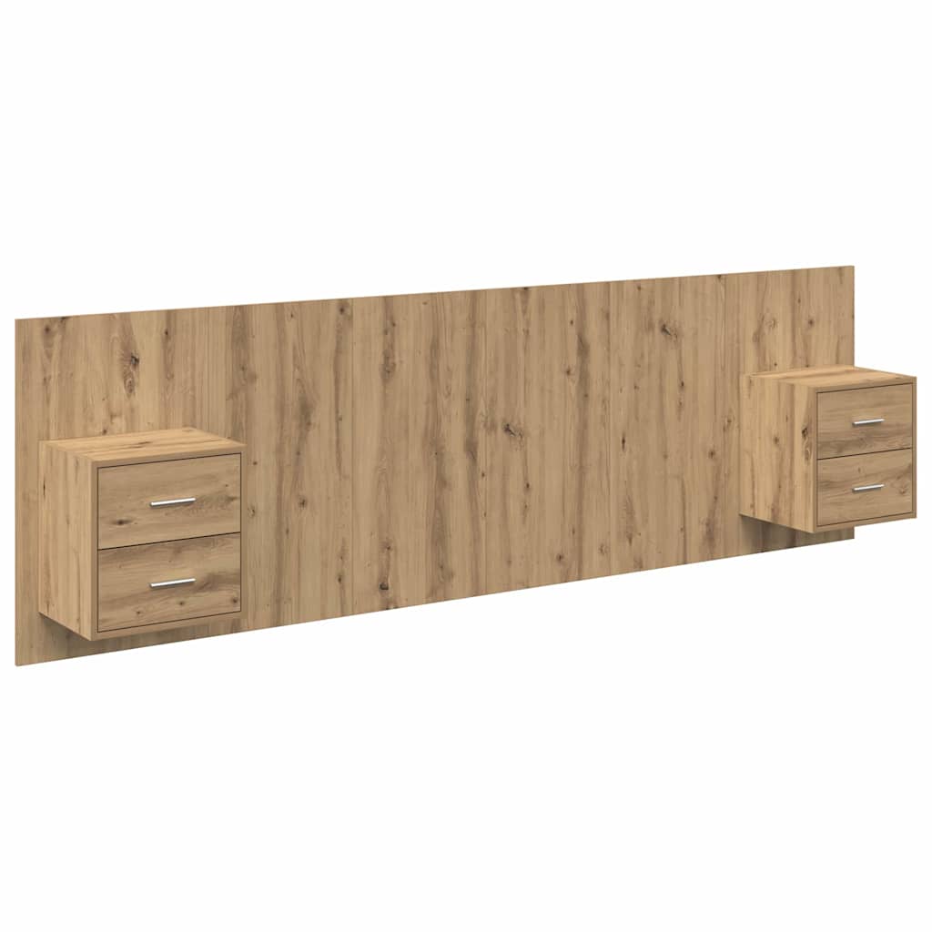 Kopfteil mit Nachttischen Weiß Holzwerkstoff
