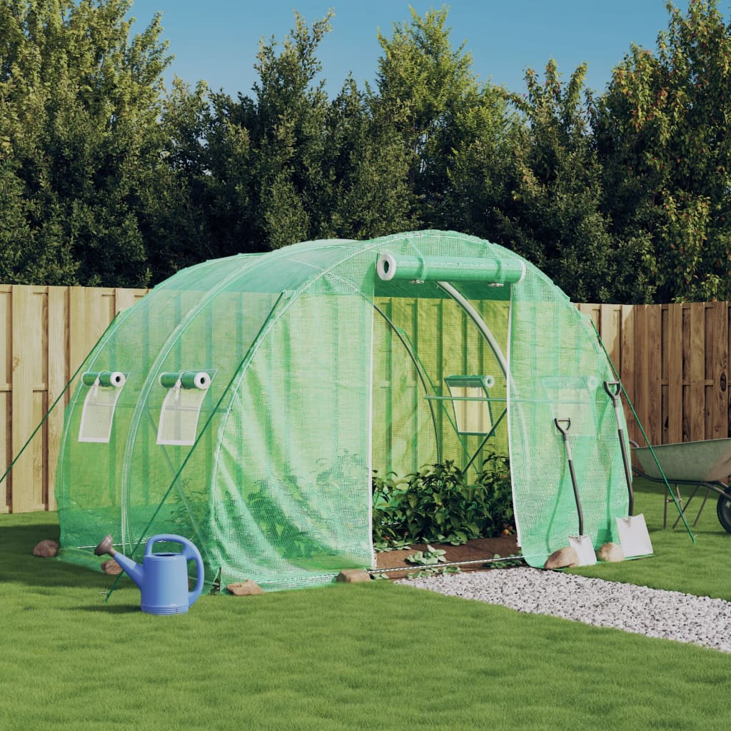 Gewächshaus mit Stahlrahmen Grün 48 m² 16x3x2 m