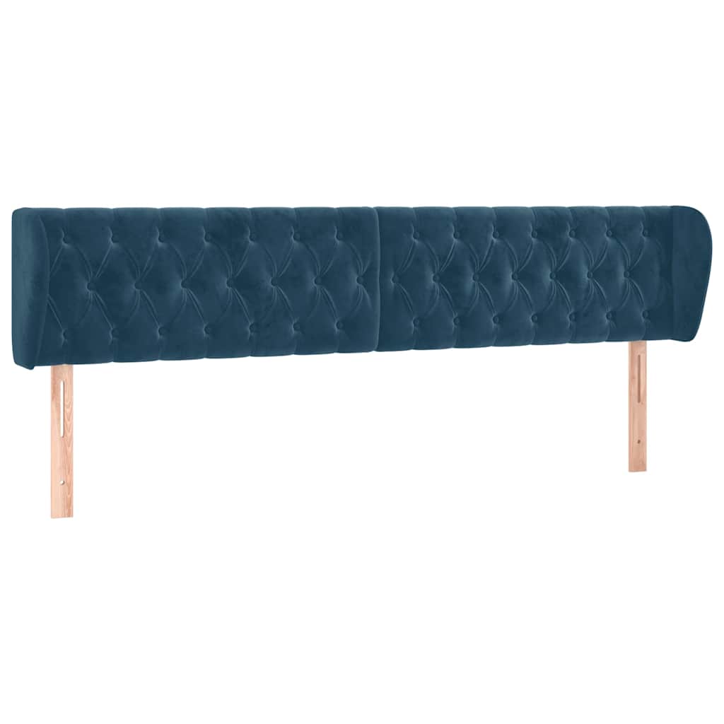 Kopfteil mit Ohren Dunkelblau 93x23x78/88 cm Samt