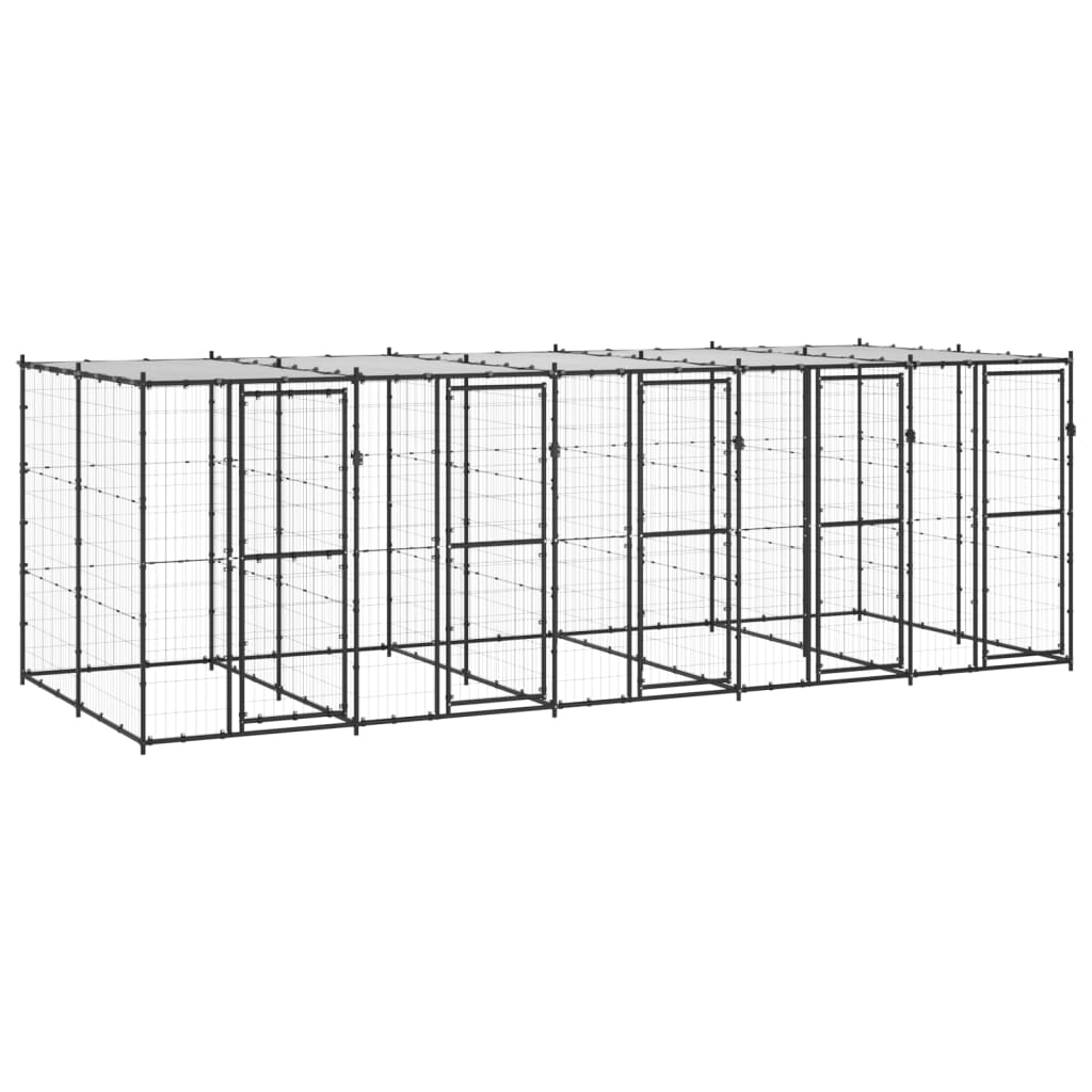 Outdoor-Hundezwinger Stahl mit Überdachung 110x220x180 cm