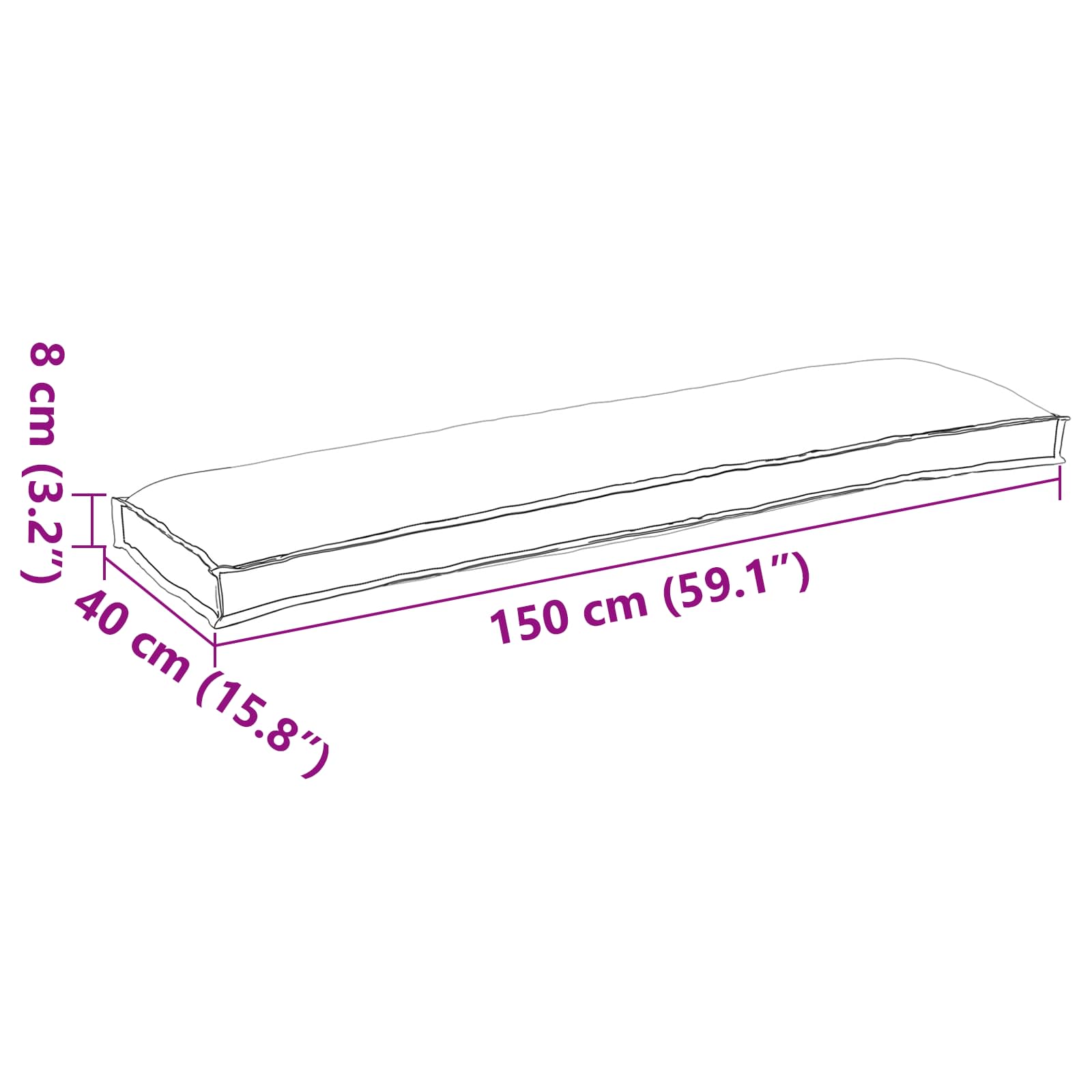 Kissen Anthrazit 150 x 40 x 8 cm Oxford-Stoff