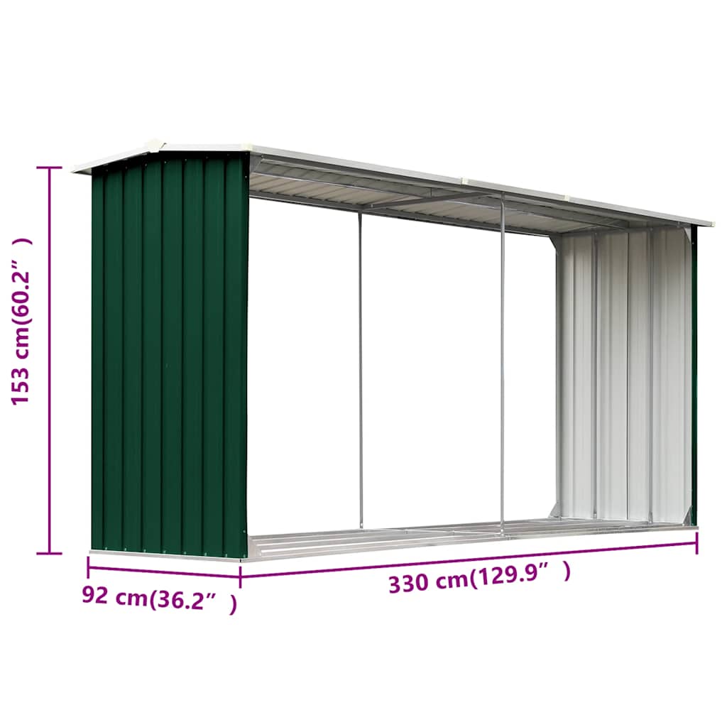 Brennholzlager aus verzinktem Stahl 330 x 92 x 153 cm Grau