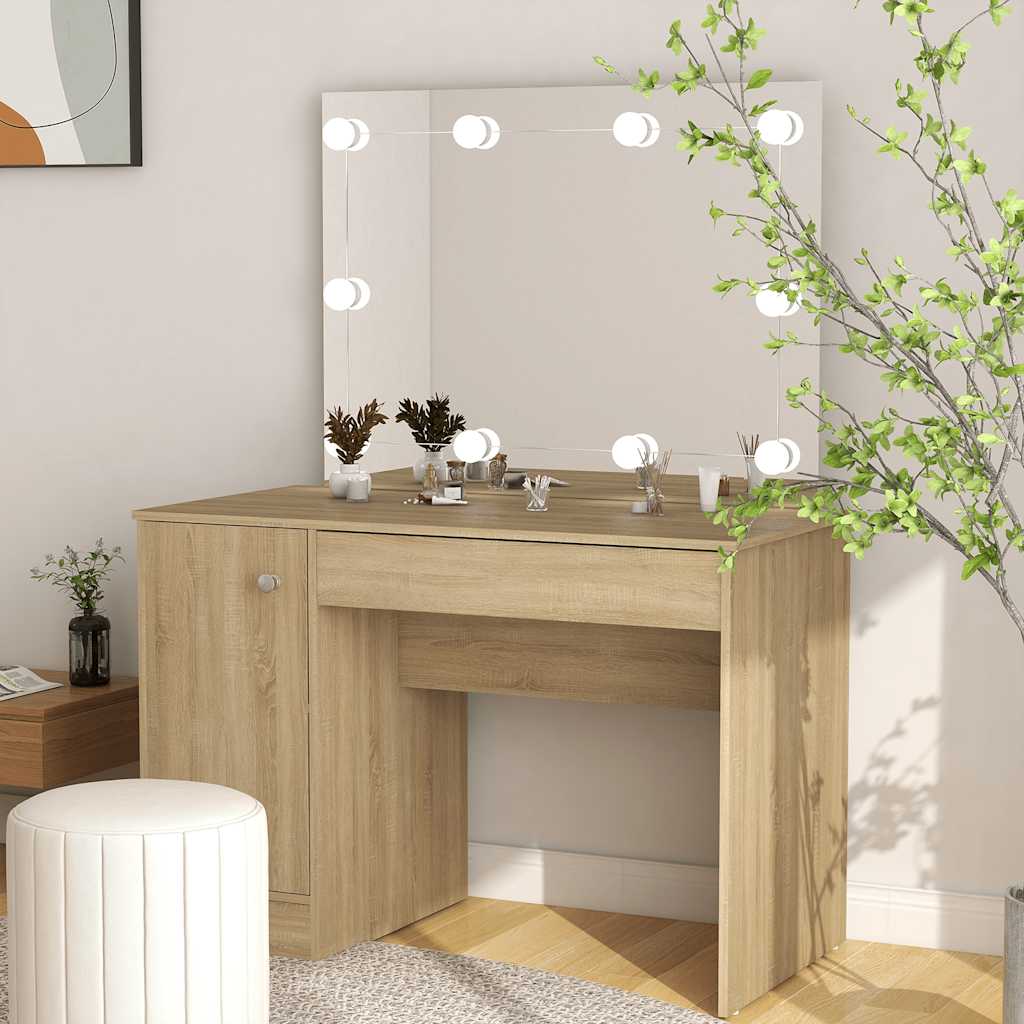 Schminktisch mit LED-Beleuchtung 110x55x145 cm MDF Grau