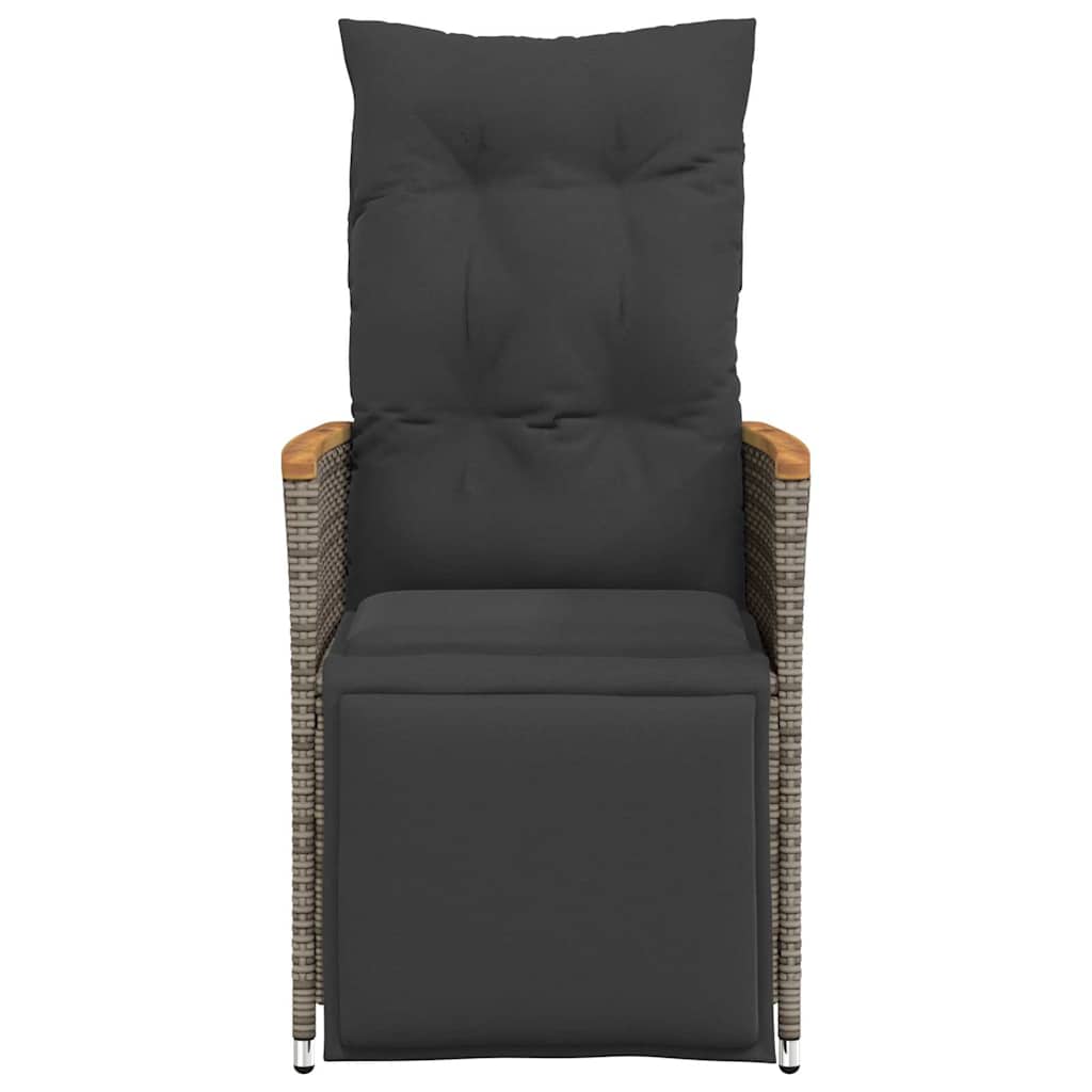 Gartensessel Verstellbar mit Kissen Schwarz Poly Rattan