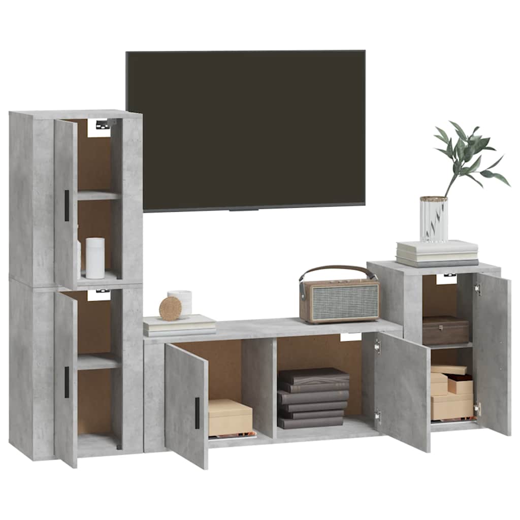 4-tlg. TV-Schrank-Set Weiß Holzwerkstoff
