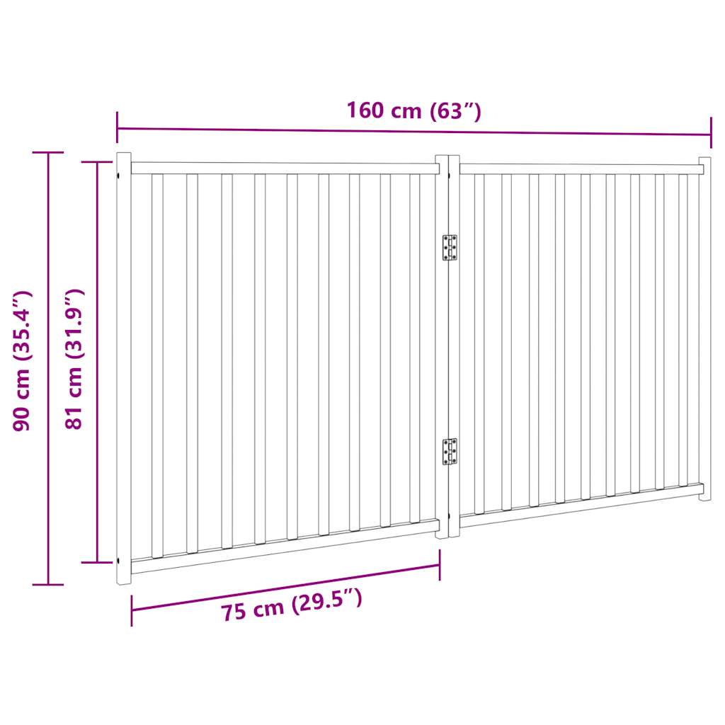 3-tlg. Hundetor Faltbar 150 cm Massivholz Tanne