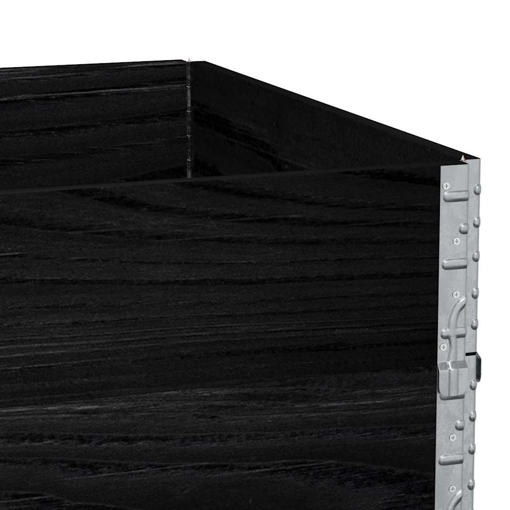 Paletten-Aufsatzrahmen Schwarz 80x60 cm Massivholz Kiefer