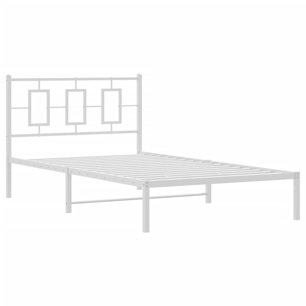 Bettgestell mit Kopf- und Fußteil Metall Weiß 180x200 cm