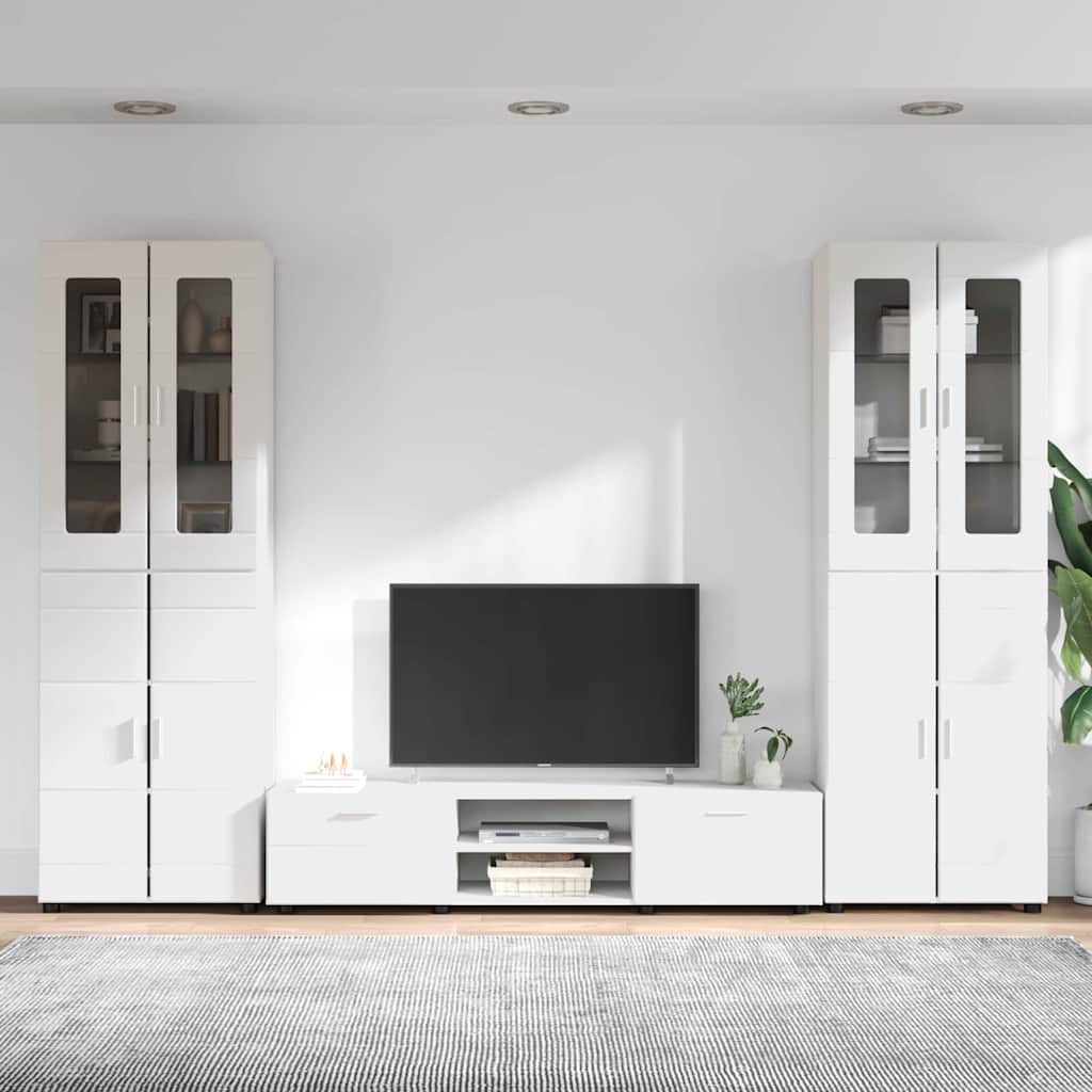Highboard mit Regal FLORIN Weiß 60 x 35 x 182 cm Holzwerkstoff