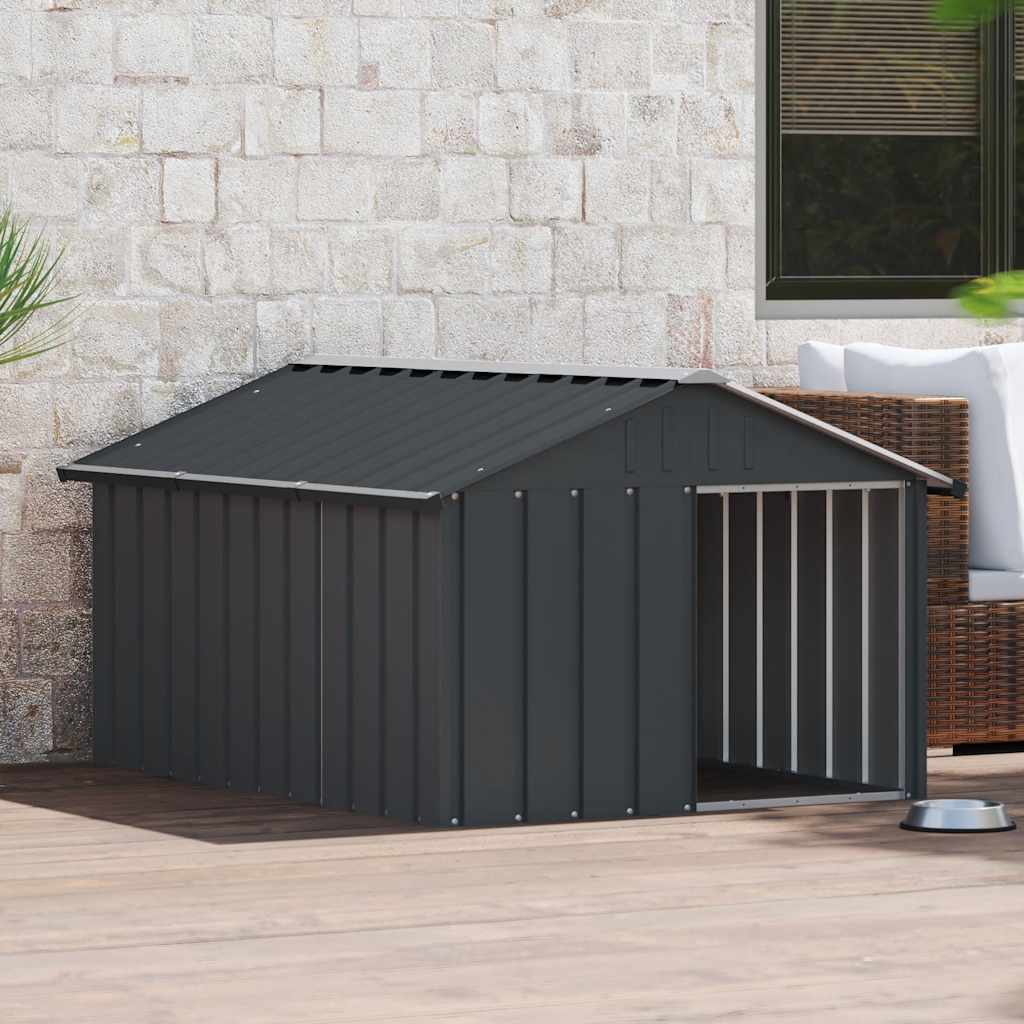 Hundehütte Anthrazit 116,5x103x81,5 cm Verzinkter Stahl