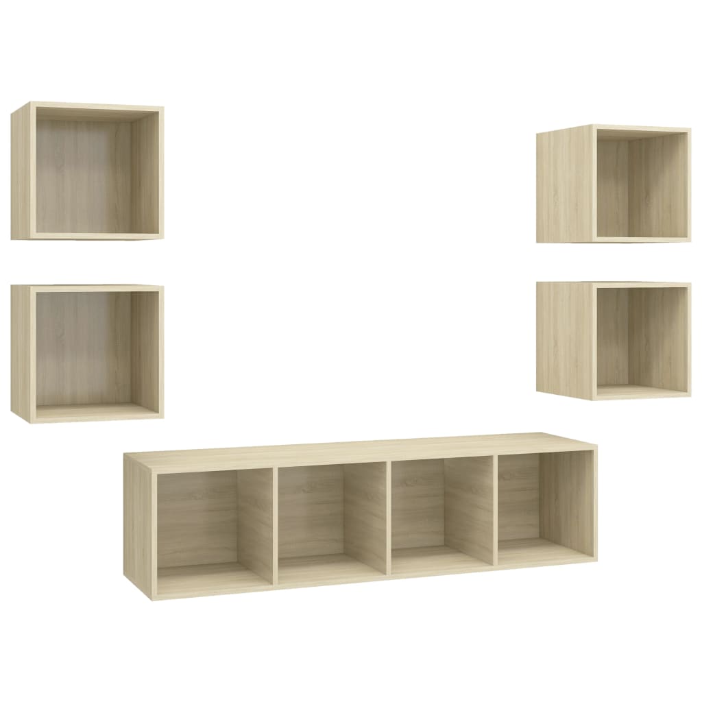 5-tlg. TV-Schrank-Set Grau Holzwerkstoff