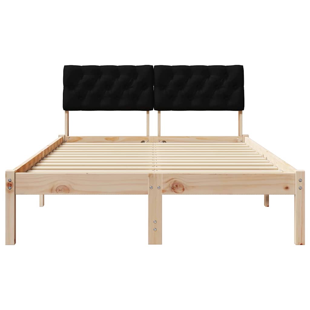 Bettgestell Braun und hellgrau 200 x 200 cm Massivholz Kiefer